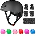 KAMUGO Kids Adjustable Helmet, with Sports Protective Gear Set Knee Elbow Wrist Pads for Toddler Age 2-8 Boys Girls, Bike Skateboard Hoverboard Scooter Rollerblading Helmet Set