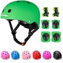 KAMUGO Kids Adjustable Helmet, with Sports Protective Gear Set Knee Elbow Wrist Pads for Toddler Age 2-8 Boys Girls, Bike Skateboard Hoverboard Scooter Rollerblading Helmet Set