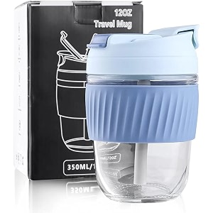 Kamvy Reusable Glass Coffee Sipper with Lid