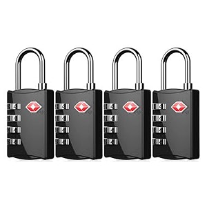 kanabee 4 digit tsa lock for luggage us approved password number locks for luggage bag travelling securitymulticolored pack of 4