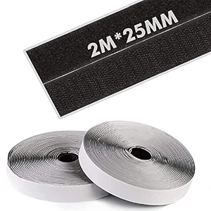 kanaiya self adhesive hook amp loop tape strong glue adhesive back mounting tape for stationary pictures home schools and office tools household purposes etc 2 mtr  25 mm black