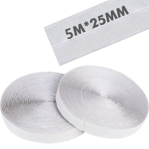 kanaiya self adhesive hook amp loop tape strong glue adhesive back mounting tape for stationary pictures home schools and office tools household purposes etc 5 mtr  25 mm white