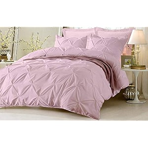 kanak bedding 3 piece bedding duvet cover set luxurious pinch pleated duvet cover with zipper closureegyption cotton pintuck duvet cover settwintwin xlpink