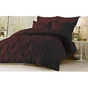 kanak bedding 3 piece bedding duvet cover set luxurious pinch pleated duvet cover with zipper closureegyption cotton pintuck duvet cover settwintwin xlwine