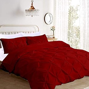 kanak bedding 3 piece bedding duvet cover set luxurious pinch pleated duvet cover with zipper closureegyption cotton pintuck duvet cover settwintwin xlburgundy