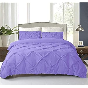 kanak bedding 3 piece bedding duvet cover set luxurious pinch pleated duvet cover with zipper closureegyption cotton pintuck duvet cover setolympic queenlilac