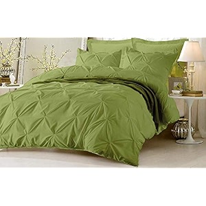kanak bedding 3 piece bedding duvet cover set luxurious pinch pleated duvet cover with zipper closureegyption cotton pintuck duvet cover settwintwin xlolive
