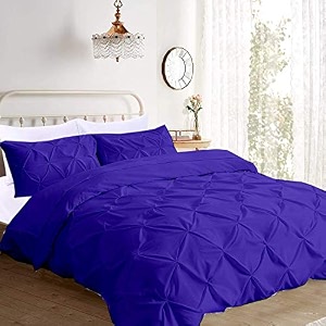 kanak bedding 3 piece bedding duvet cover set luxurious pinch pleated duvet cover with zipper closureegyption cotton pintuck duvet cover setoversizeroyal blue