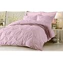 Kanak Bedding 3 Piece Bedding Duvet Cover Set Luxurious Pinch Pleated Duvet Cover with Zipper Closure,Egyption Cotton Pintuck Duvet Cover Set,Twin/Twin XL(Pink)