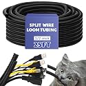 Kanayu 1/2''-25 Ft Split Wire Loom Tubing, Black Flame Retardant