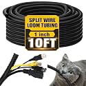 Kanayu 1''-10 Ft Split Wire Loom Tubing, Black Flame Retardant