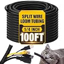 Kanayu 1/4''-100 Ft Split Wire Loom Tubing, Black Flame Retardant