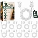 Kanayu 10 Pack White 6 ft Indoor Extension Cord 2 Prong Electric Cord Extender, Wire Plug in and End, Ac 120 Volts, for Outdoor Christmas Connect or Extend