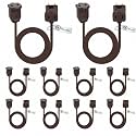 Kanayu 20 Pack Brown 6 ft Indoor Extension Cord 2 Prong Electric Cord Extender, Wire Plug in and End, Ac 120 Volts, for Outdoor Christmas Connect or Extend