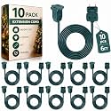 Kanayu 20 Pack Green 6 ft Indoor Extension Cord 2 Prong Electric Cord Extender, Wire Plug in and End, Ac 120 Volts, for Outdoor Christmas Connect or Extend
