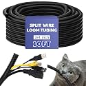 Kanayu 3/4''-10 Ft Split Wire Loom Tubing, Black Flame Retardant