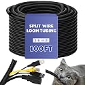 Kanayu 3/8''-100 Ft Split Wire Loom Tubing, Black Flame Retardant