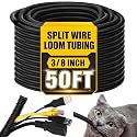 Kanayu 3/8''-50 Ft Split Wire Loom Tubing, Black Flame Retardant