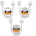 Kanayu 3 Pack Clear Extension Cord 6/9/12 ft 120v Electric Wire