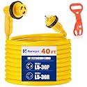 Kanayu 40 ft 30Amp Shore Power Cord NEMA L5-30 Marine RV 10AWG Cable