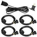 Kanayu 5 Pack Black 12 ft Indoor Extension Cord 2 Prong Electric Cord Extender, Wire Plug in and End, Ac 120 Volts, for Outdoor Christmas Connect or Extend