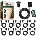 Kanayu 5 Pack Black 6 ft Indoor Extension Cord 2 Prong Electric Cord Extender, Wire Plug in and End, Ac 120 Volts, for Outdoor Christmas Connect or Extend