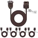 Kanayu 5 Pack Brown 12 ft Indoor Extension Cord 2 Prong Electric Cord Extender, Wire Plug in and End, Ac 120 Volts, for Outdoor Christmas Connect or Extend