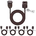 Kanayu 5 Pack Brown 9 ft Indoor Extension Cord 2 Prong Electric Cord Extender, Wire Plug in and End, Ac 120 Volts, for Outdoor Christmas Connect or Extend