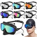 Kanayu 6 Pack Swim Goggles with Nose Cover Earplug for Adult Wide View Anti Fog UV Swim Goggle No Leaking Diving Mask for Men