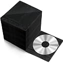 Kanayu 600 Pcs Two-Sided Plastic CD DVD Sleeves White/Black Clear Disc Envelope Non-Scratch Standard Blu-ray Storage Durable Cover Cases with Hole for Blank Storage Binders(Black)