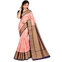 Kanchipuram Silk Saree with Contrast Pallu &amp; Rich Zari Border | Traditional Banarasi Style Wedding &amp; Festive Saree for Women with Blouse Piece