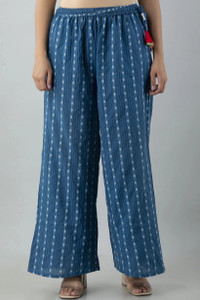 kanchuk women regular fit light blue viscose rayon trousers
