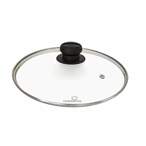 kandaruria glass lid toughened glass with steam vent stainless steel rim compatible fit with kadai biryani pot fry pan all g type cookware 21cm