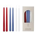 Kandle &amp; Co Red White &amp; Blue Dinner Candles, 10 Inch Taper Candles Set of 6 – Non-Drip, Long-Burning, Unscented Patriotic Candlesticks for 4th of July, Memorial Day, 250th Anniversary &amp; Veterans Day