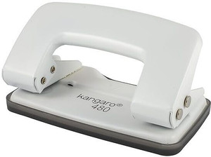 kangaro desk essentials dp-480 2 hole heavy duty metal paper punch punches  punching machines set of 1 white