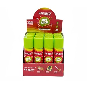 kangaro glue stick 25g pack of 12 clear adhesive with each stick weighing 25g is suitable for a variety of tasks at home school and the office