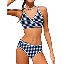 KANGKANG Girls Swimsuit Bikini Set Solid Color V-Neck Two Piece Bathing Suit with Chest Pad Adjustable Straps Swimwear 7-16T