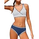 KANGKANG Girls Swimsuit Bikini Set Solid Color V-Neck Two Piece Bathing Suit with Chest Pad Adjustable Straps Swimwear 7-16T