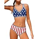 KANGKANG Girls Swimsuit Bikini Set Solid Color V-Neck Two Piece Bathing Suit with Chest Pad Adjustable Straps Swimwear 7-16T
