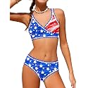 KANGKANG Girls Swimsuit Bikini Set Solid Color V-Neck Two Piece Bathing Suit with Chest Pad Adjustable Straps Swimwear 7-16T