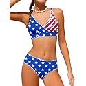 KANGKANG Girls Swimsuit Bikini Set Solid Color V-Neck Two Piece Bathing Suit with Chest Pad Adjustable Straps Swimwear 7-16T