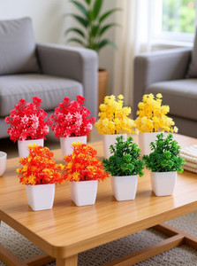 kanraj artificial flower plant with pot pack of 8 hd9 multicolor wild flower artificial flower  with pot
