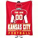 Kansas Throw Blanket Personalized Name and Number Gifts for Men Women Kids Flannel Tapestry