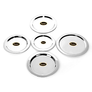 kanshita39s rasoiware stainless steel heavy gauge cibalidstope cover set of 5 168cm 187cm 198cm 212cm 224cm silver