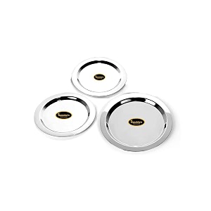 kanshita39s rasoiware stainless steel heavy gauge cibalidstope cover set of 3 168cm 187cm 198cm silver