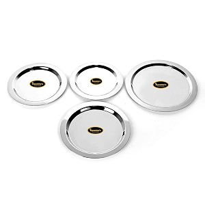 kanshita39s rasoiware stainless steel heavy gauge cibalidstope cover set of 4 187cm 198cm 212cm 224cm silver