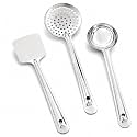 Kanshita's Rasoiware Stainless Steel 3-Piece Cooking Spoons Set – Includes Ladle, Turner & Skimmer | Essential Kitchen Utensil Set for Home Cooking