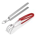Kanshita's Rasoiware Stainless Steel Pakad/Sansi, Kitchen Tool (Red Wire Coated Tong + Chimta)