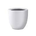 Kante Accent Round Bowl White Concrete Planter 14" Dia, Outdoor