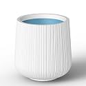 Kante Accent Round Curved White Concrete Planter 13" Dia, Outdoor